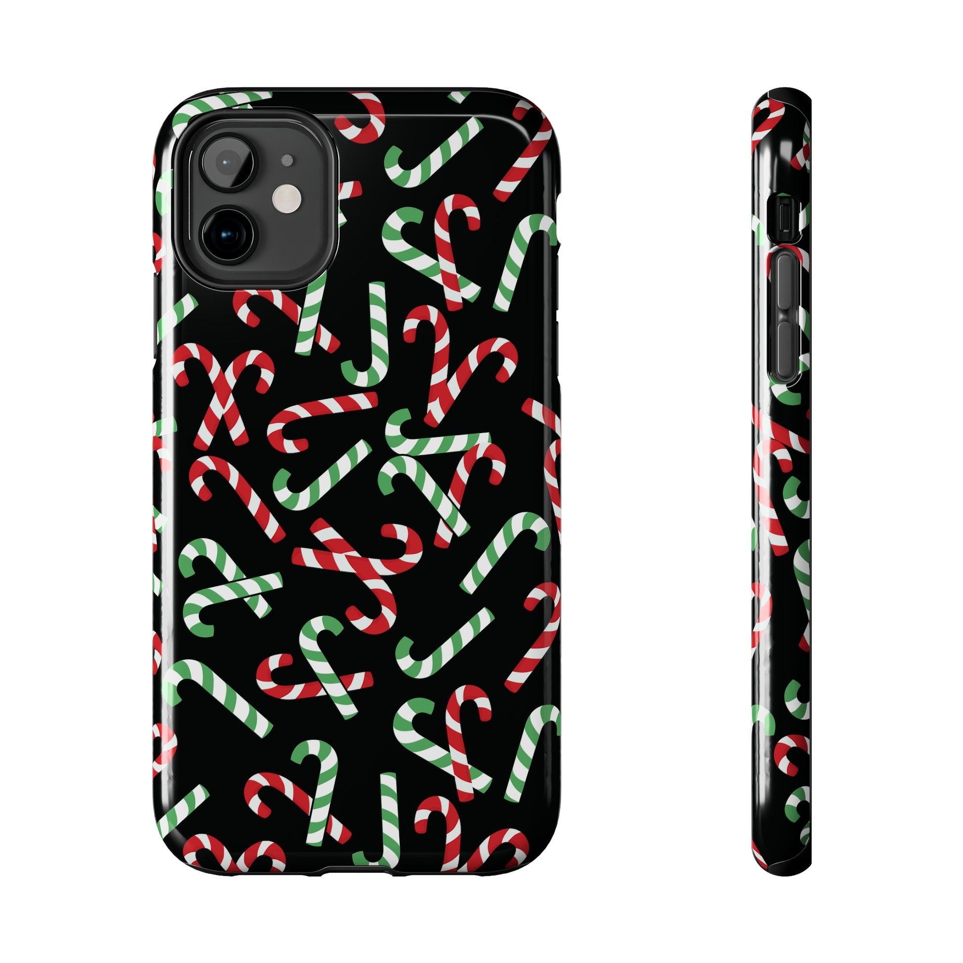 red and green candy cane christmas iphone case