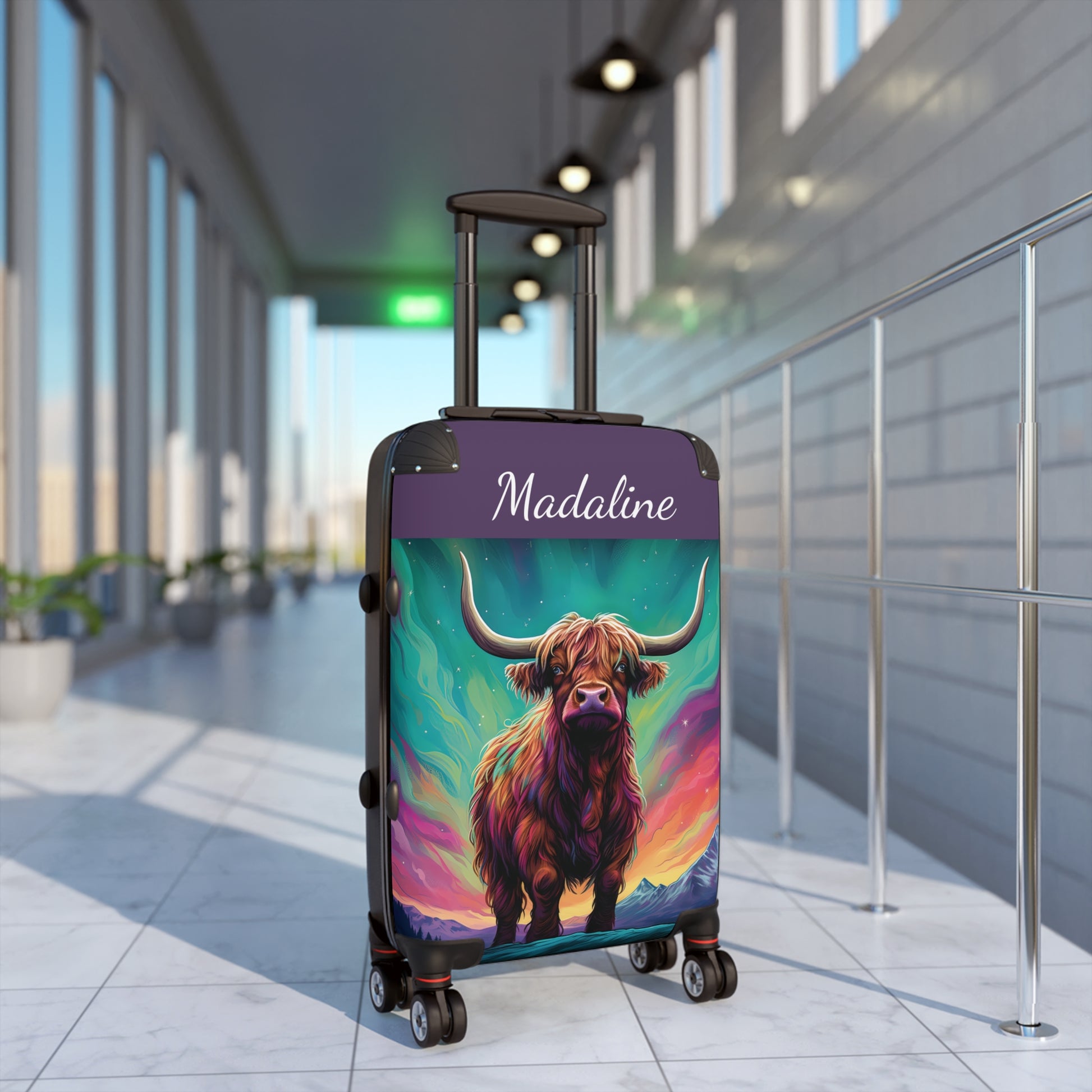 highland cow personalized luggage