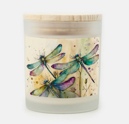 dragonfly print hand poured candle