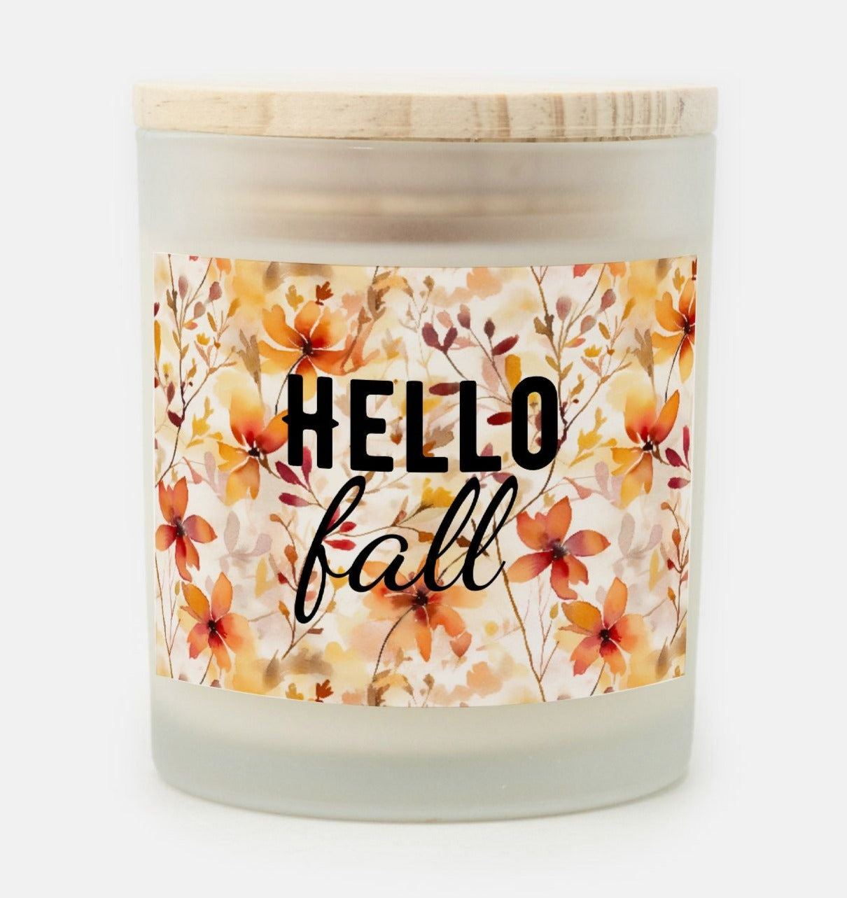 hello fall floral candle