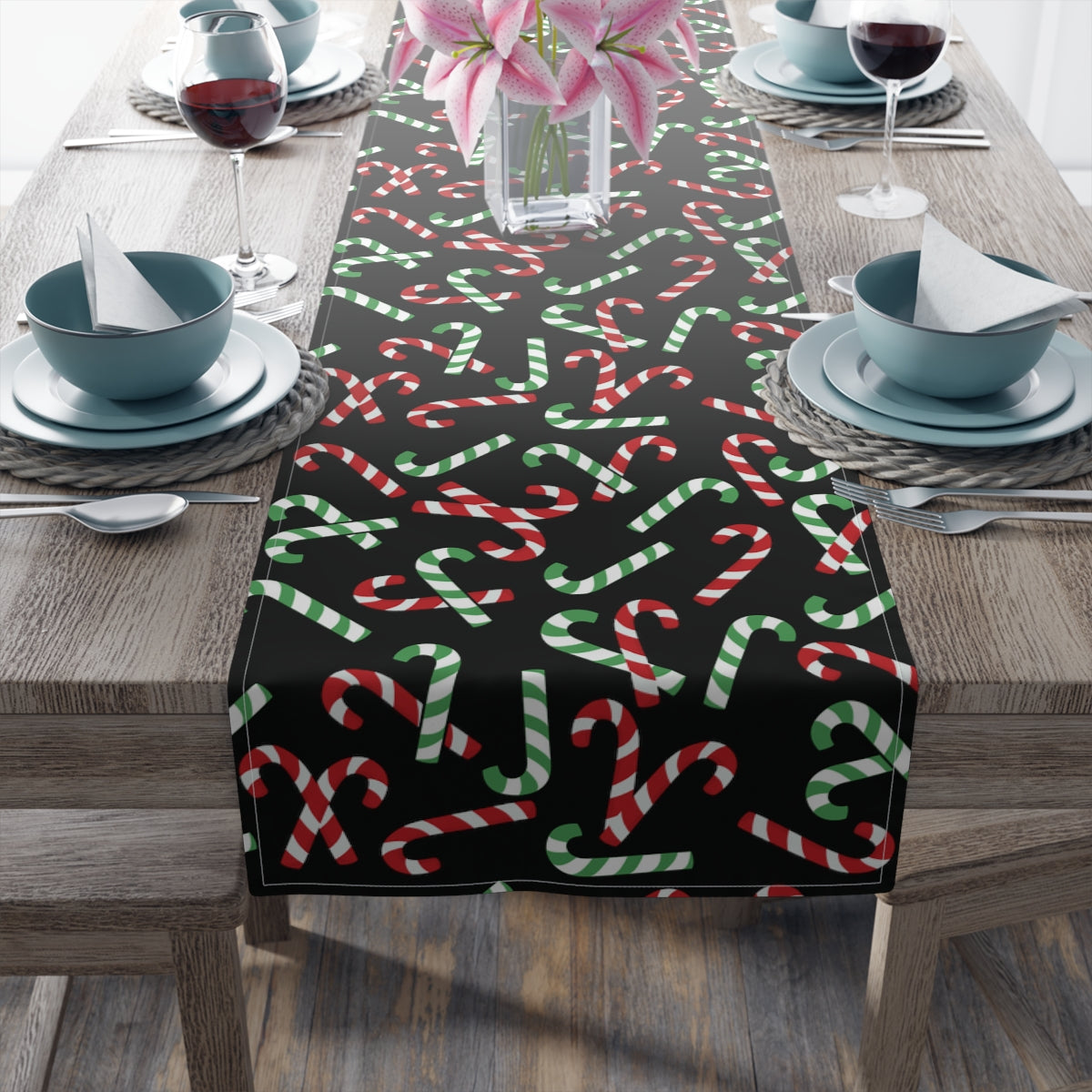 Christmas Candy Cane Table Runner