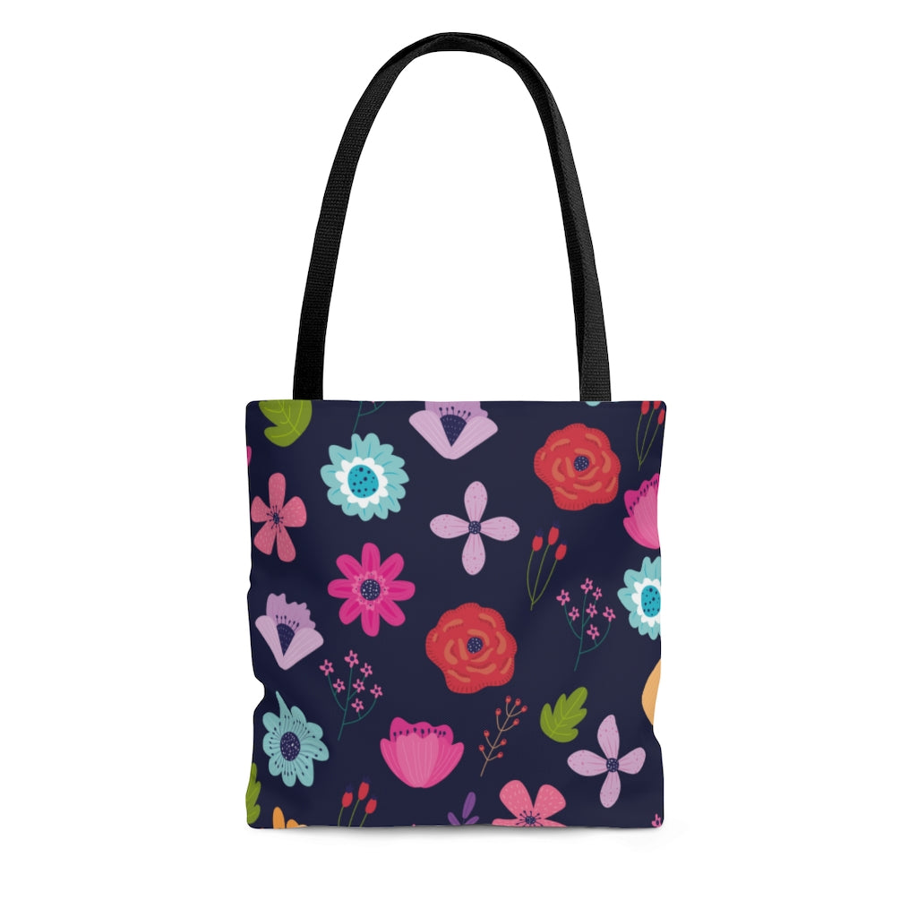 spring flower tote bag for women with abstract flowers