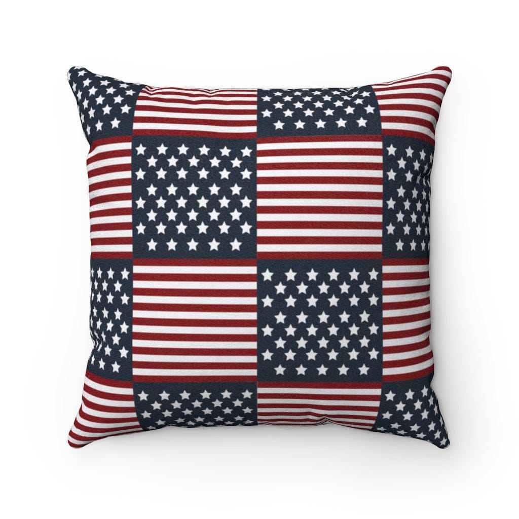 patriotic usa flag pillow in red, white and blue stars and stripes