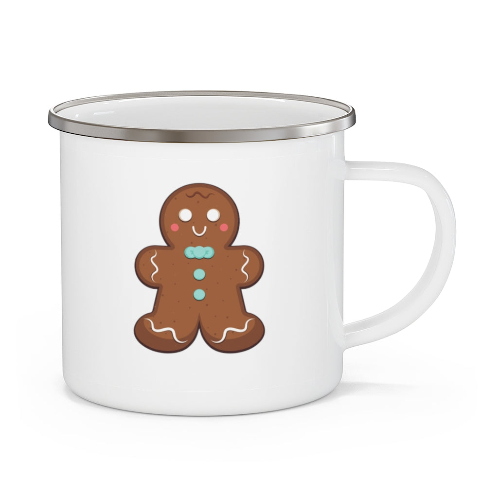gingerbread man coffee mug in white color with a single gingerbread man