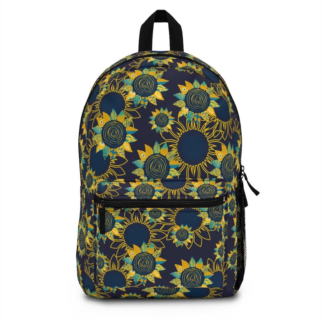 blue sunflower backpack for girls back to school