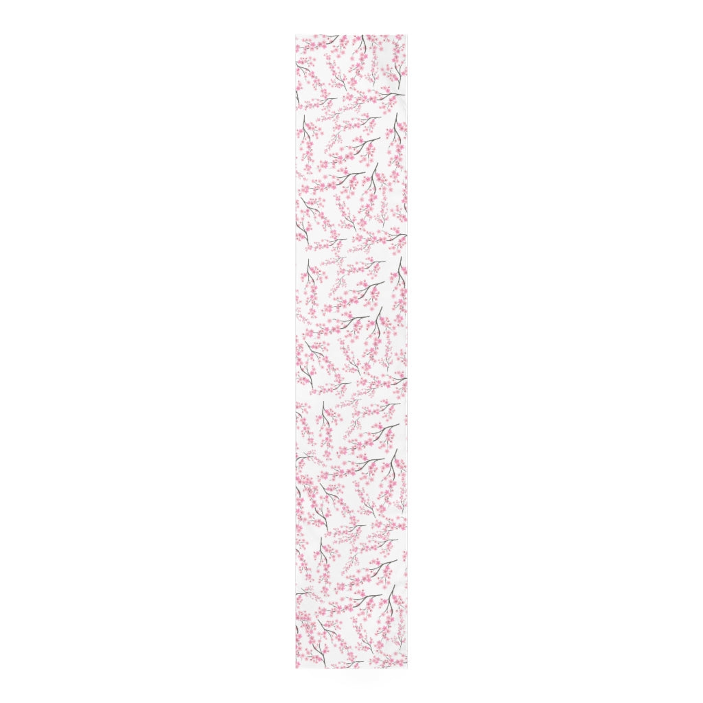 flat view of cherry blossom table runner