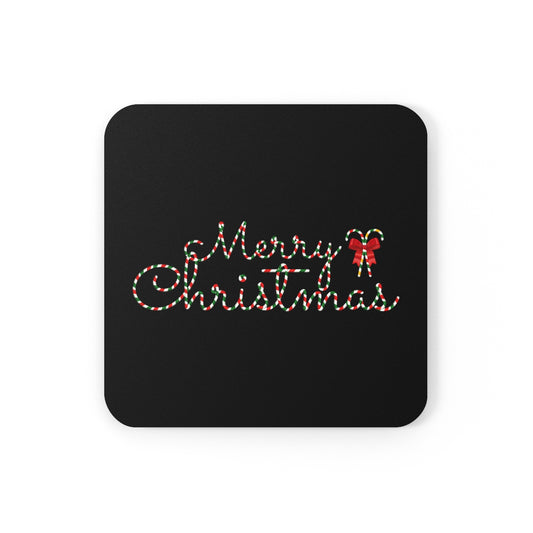 merry christmas coaster in candy cane letters