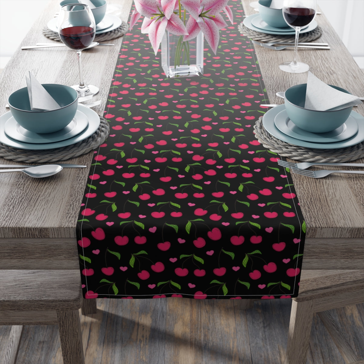 Cherry Table Runner / Red Cherry Decor