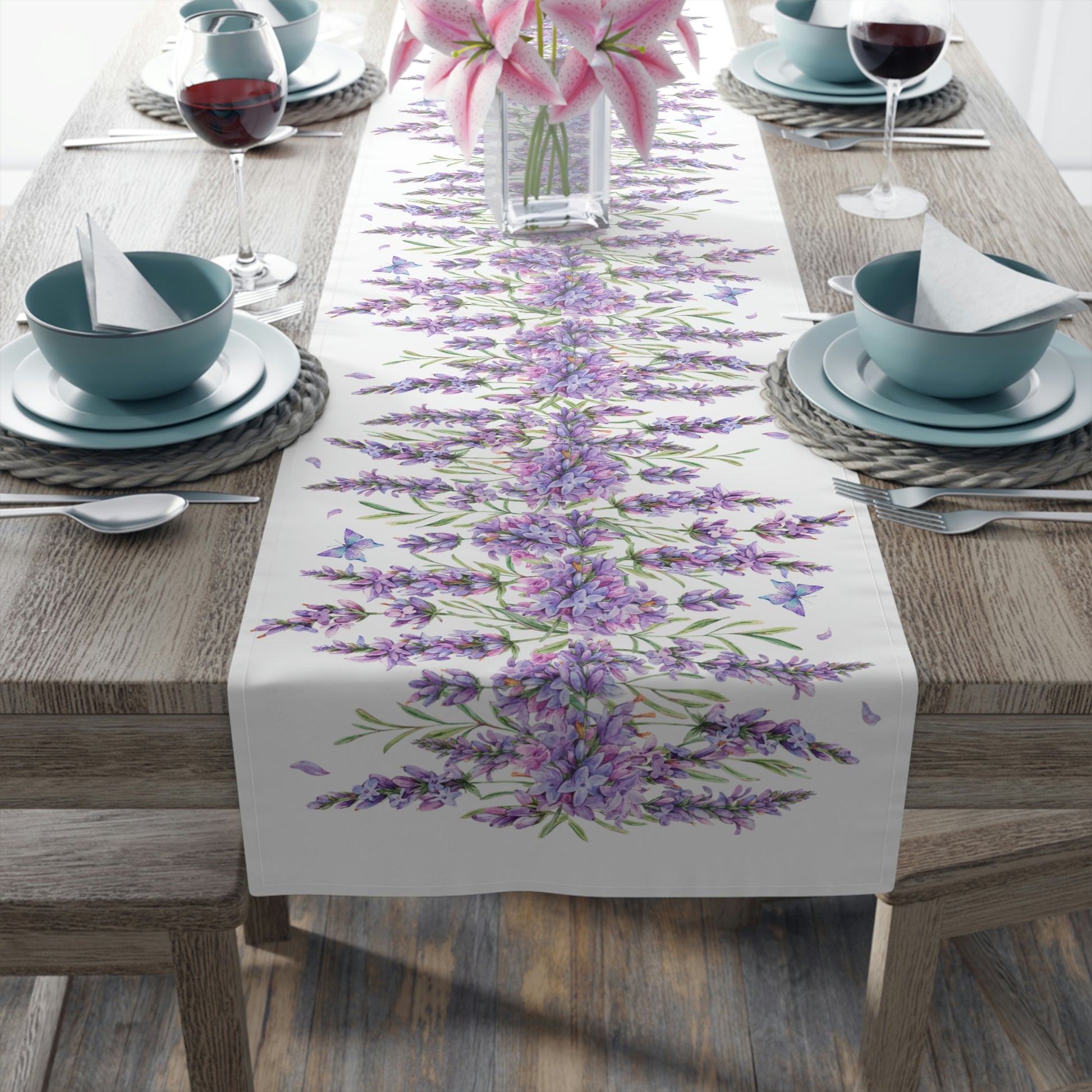 lavender flower table runner Lavender Table Runner / Summer Table Runner / Purple Table Runner