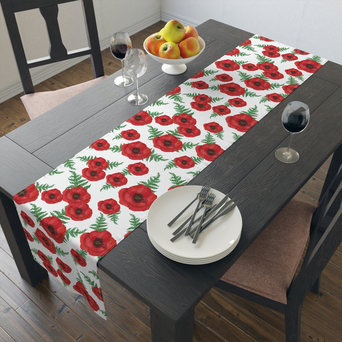 Poppy Table Runner / Red Poppy Decor