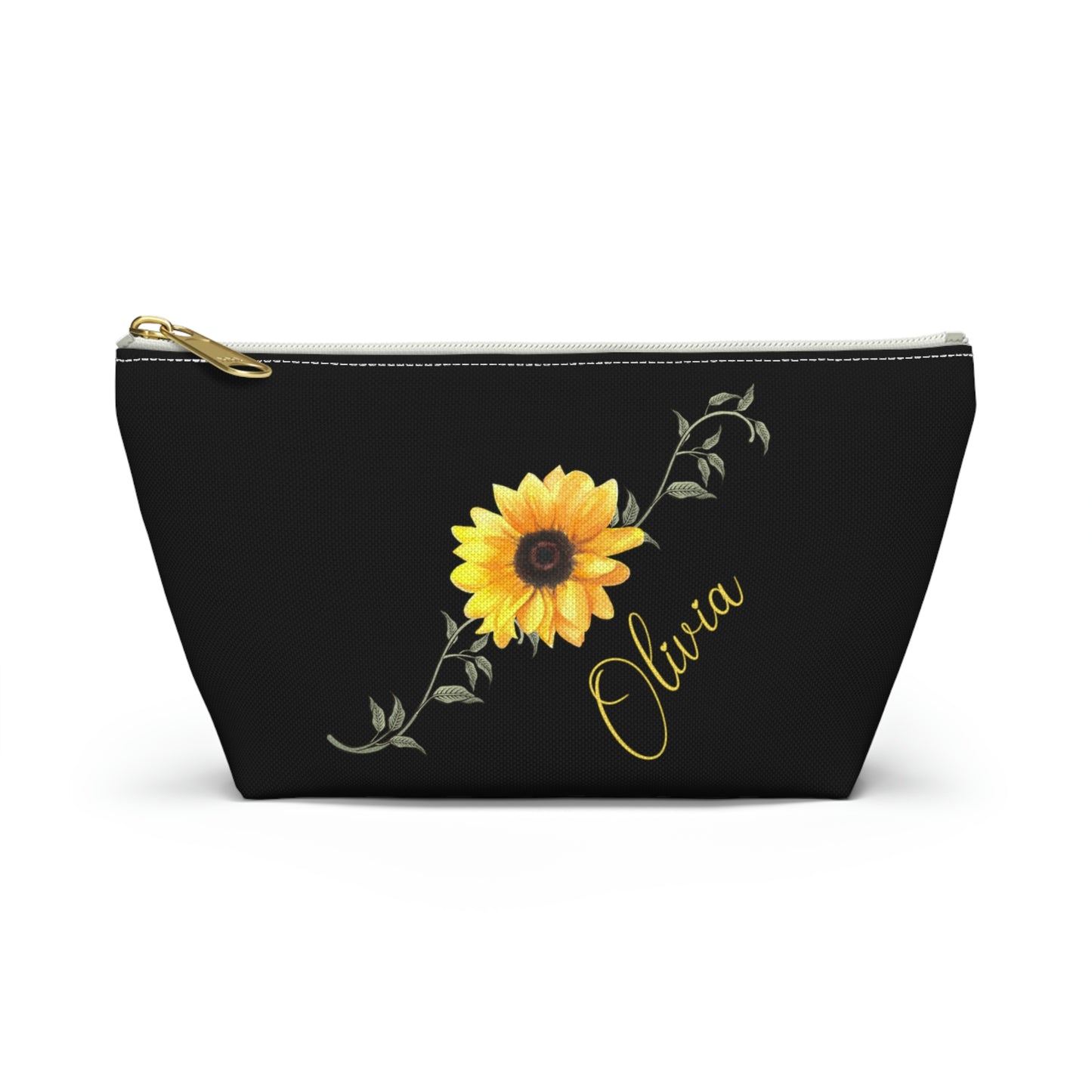 Sunflower Makeup Bag / Floral Cosmetic Bag