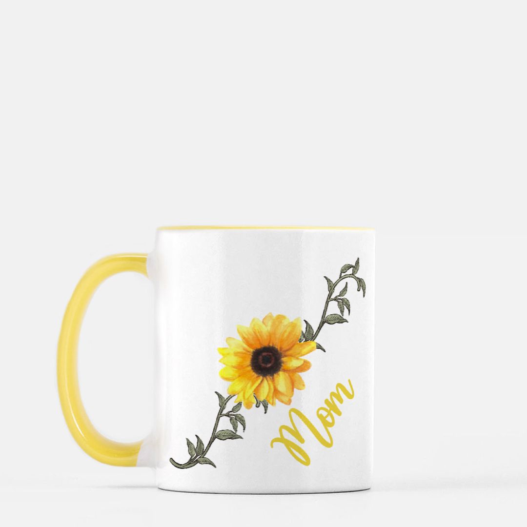 mom mug with a sunflower and i love you print