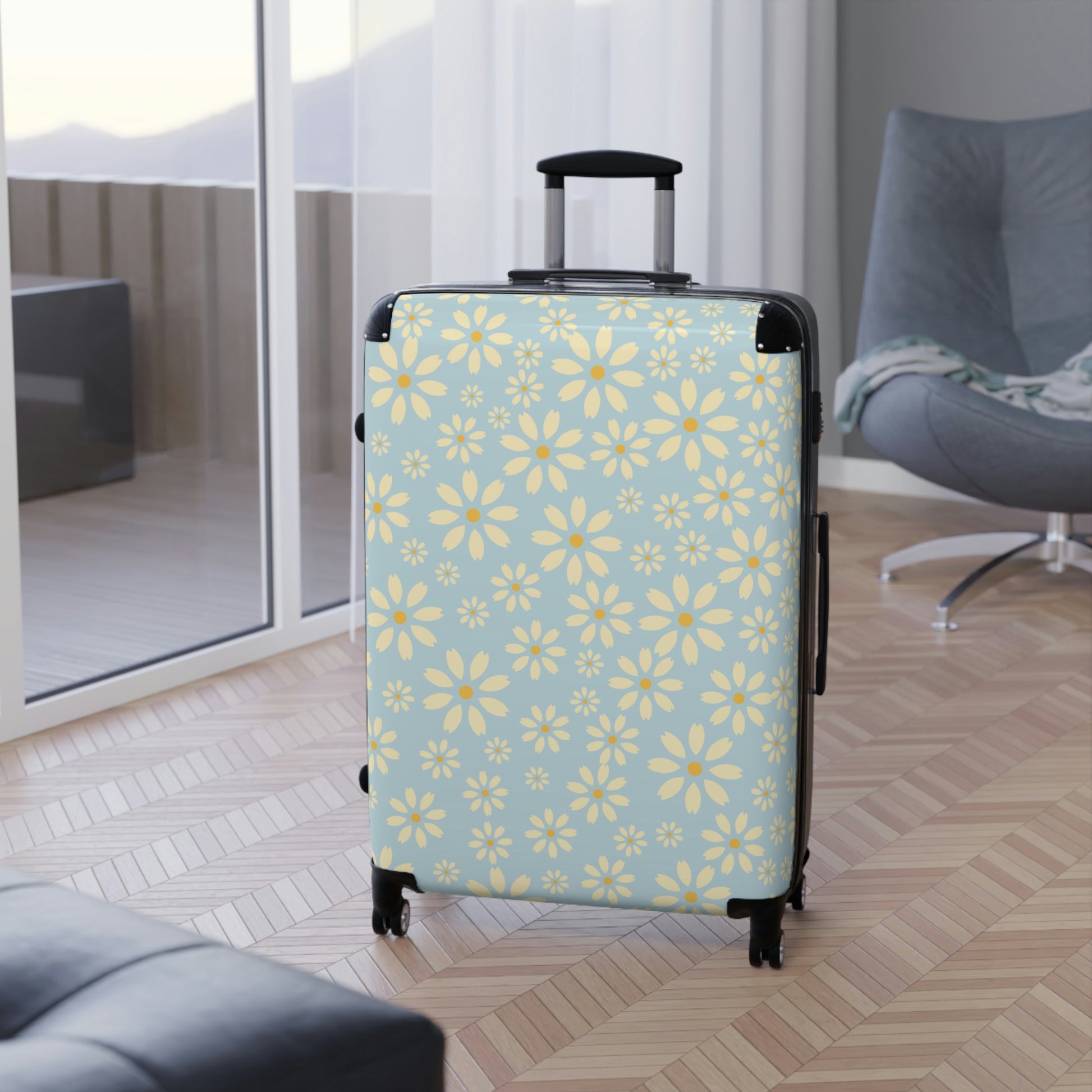 daisy wheeled suitcase for women