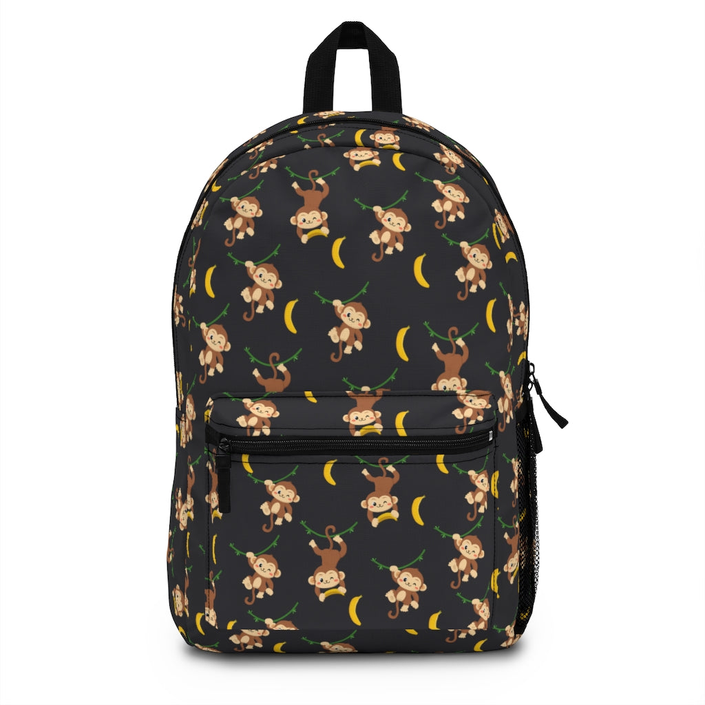 kids monkey backpack with monkey and banana pattern for back to school