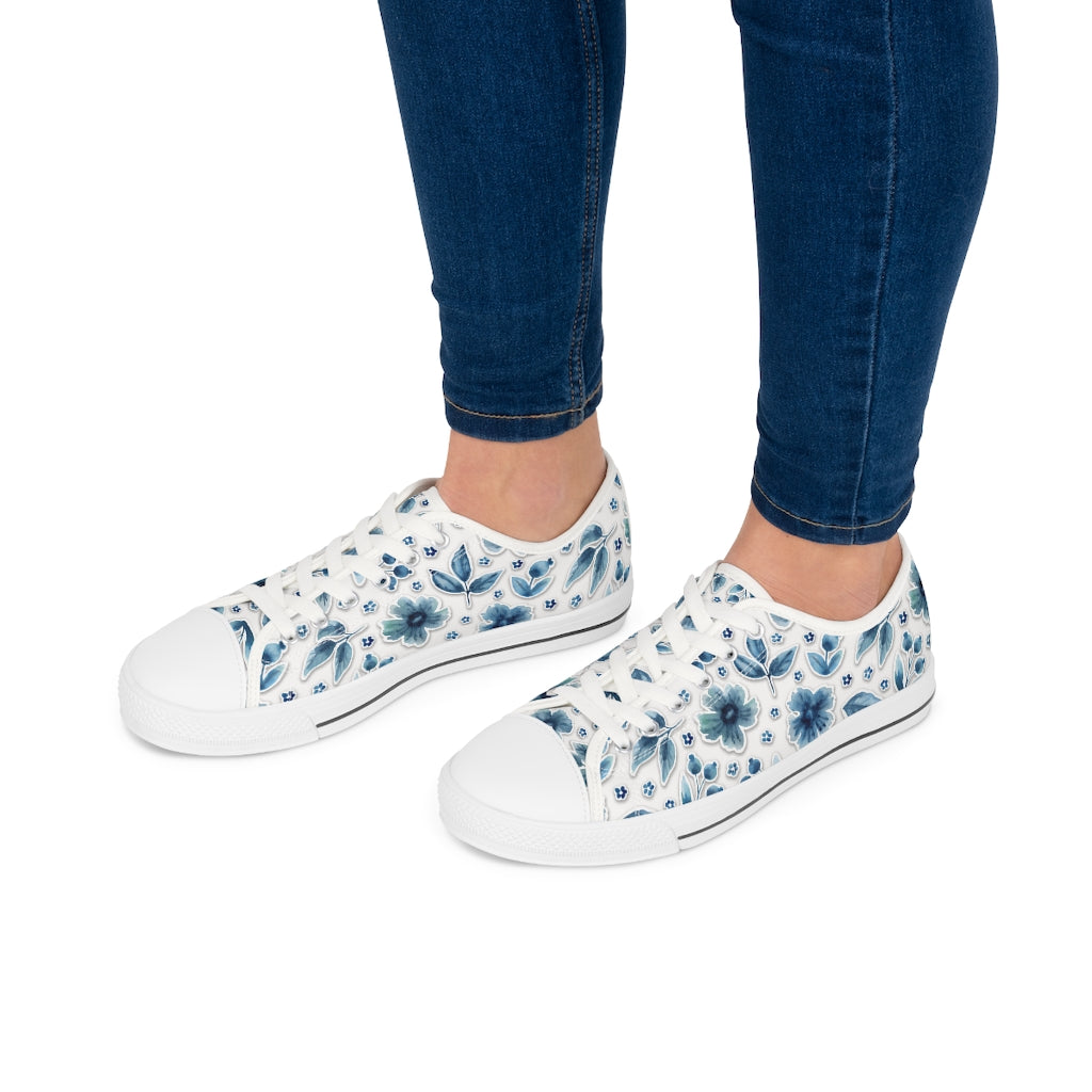 Women's Blue Floral Shoes / Custom Sneakers