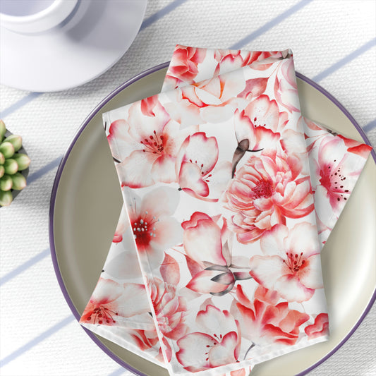 red floral cloth dinner napkins