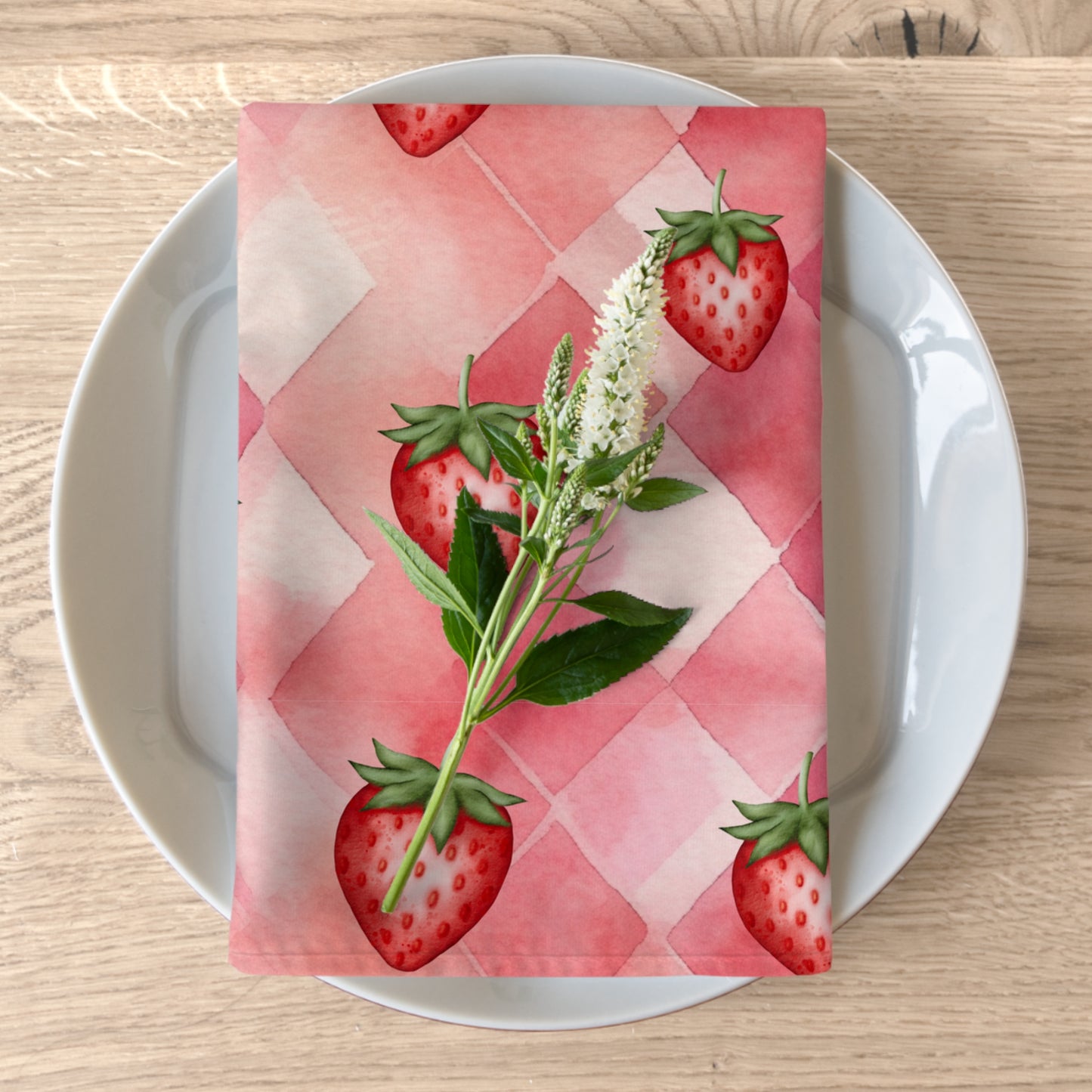 Strawberry Napkins, Summer Watercolor Napkins