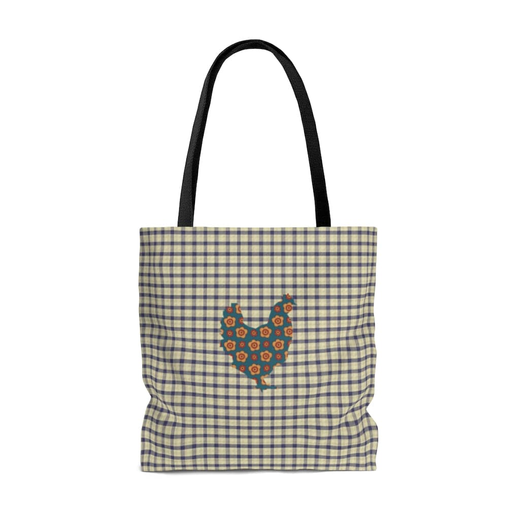 buffalo plaid tote bag with rooster 