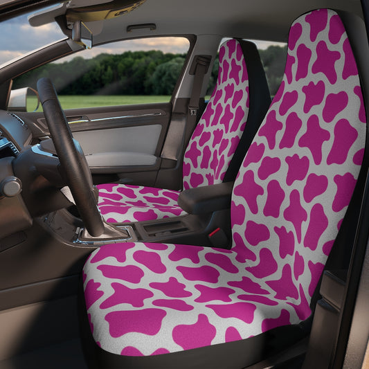bright pink cow print car seat covers