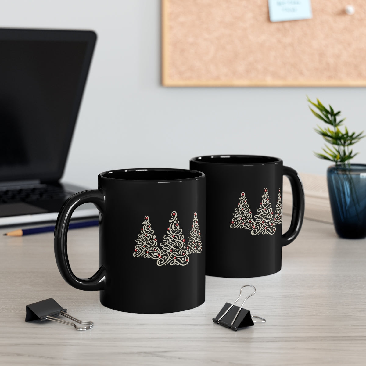 Christmas Tree Mug / Black Christmas Mug