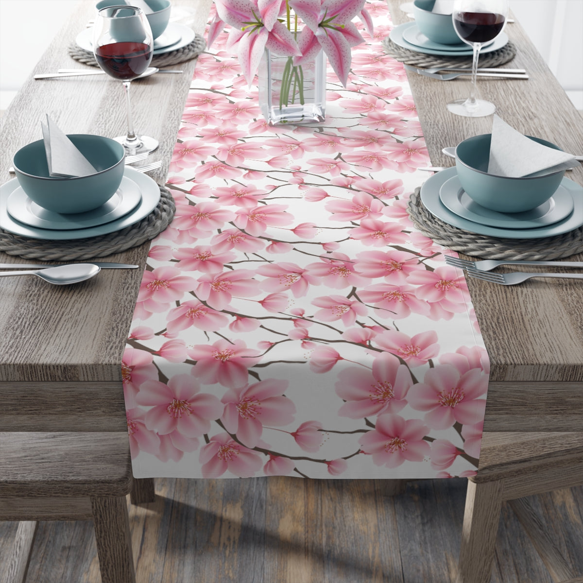Cherry Blossom Table Runner / Floral Table Runner