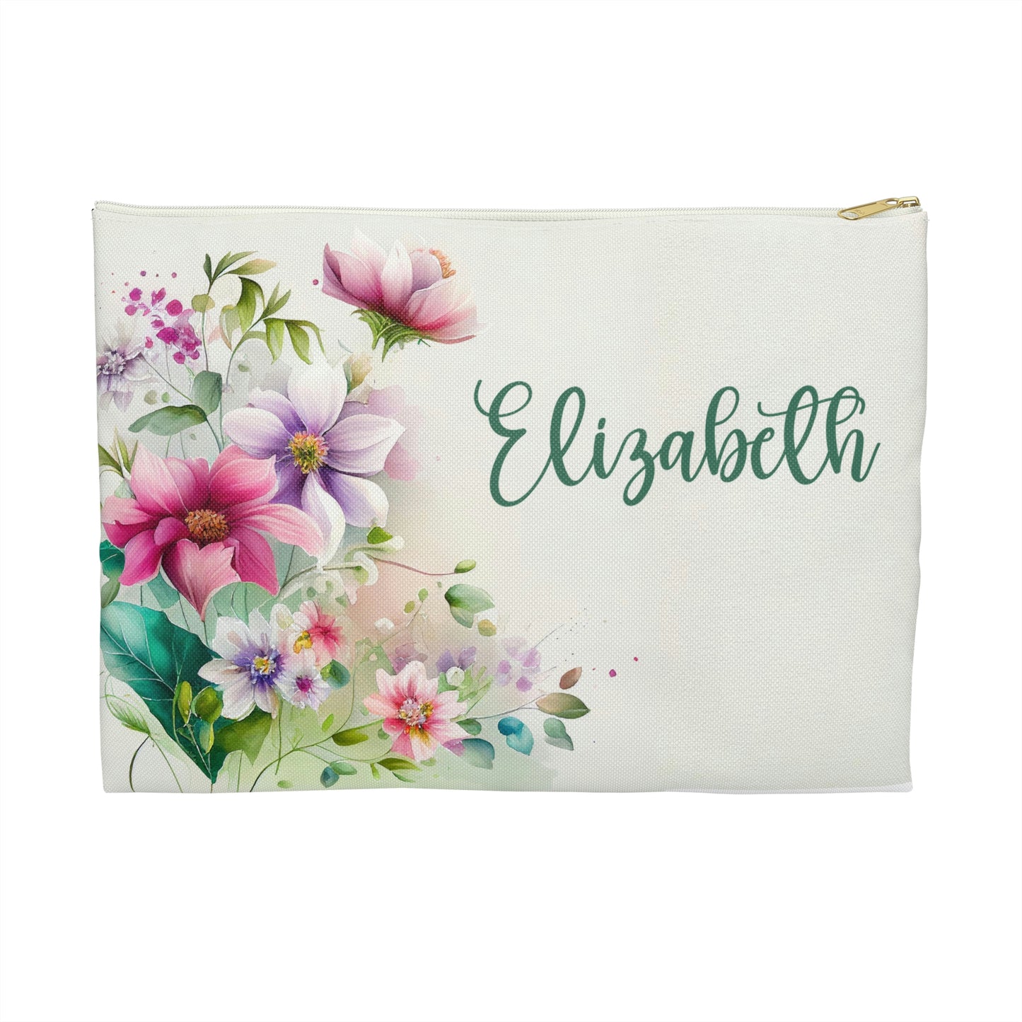 Personalized Floral Makeup Bag