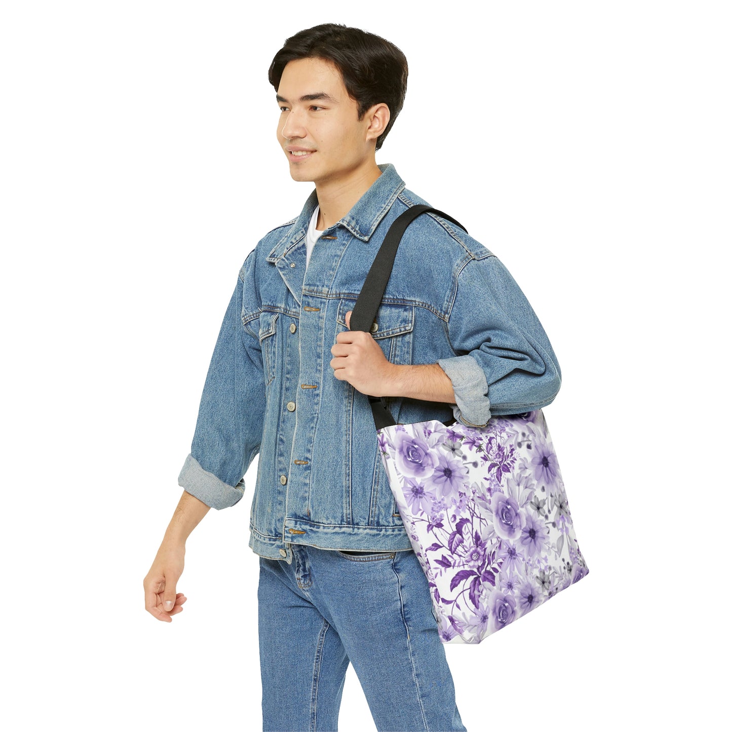 Purple Crossbody Bag / Floral Tote Bag