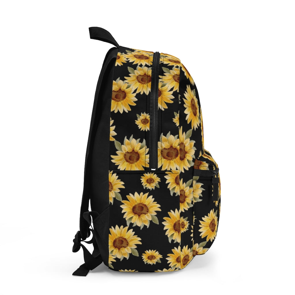 women or girls bookbag in sunflower pattern