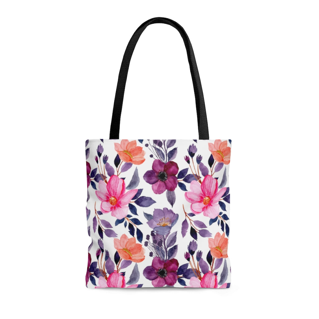 Summer Floral Tote Bag / Purple Flower Tote Bag