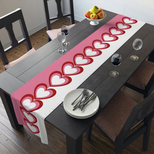 pink and red heart valentine's day table runner