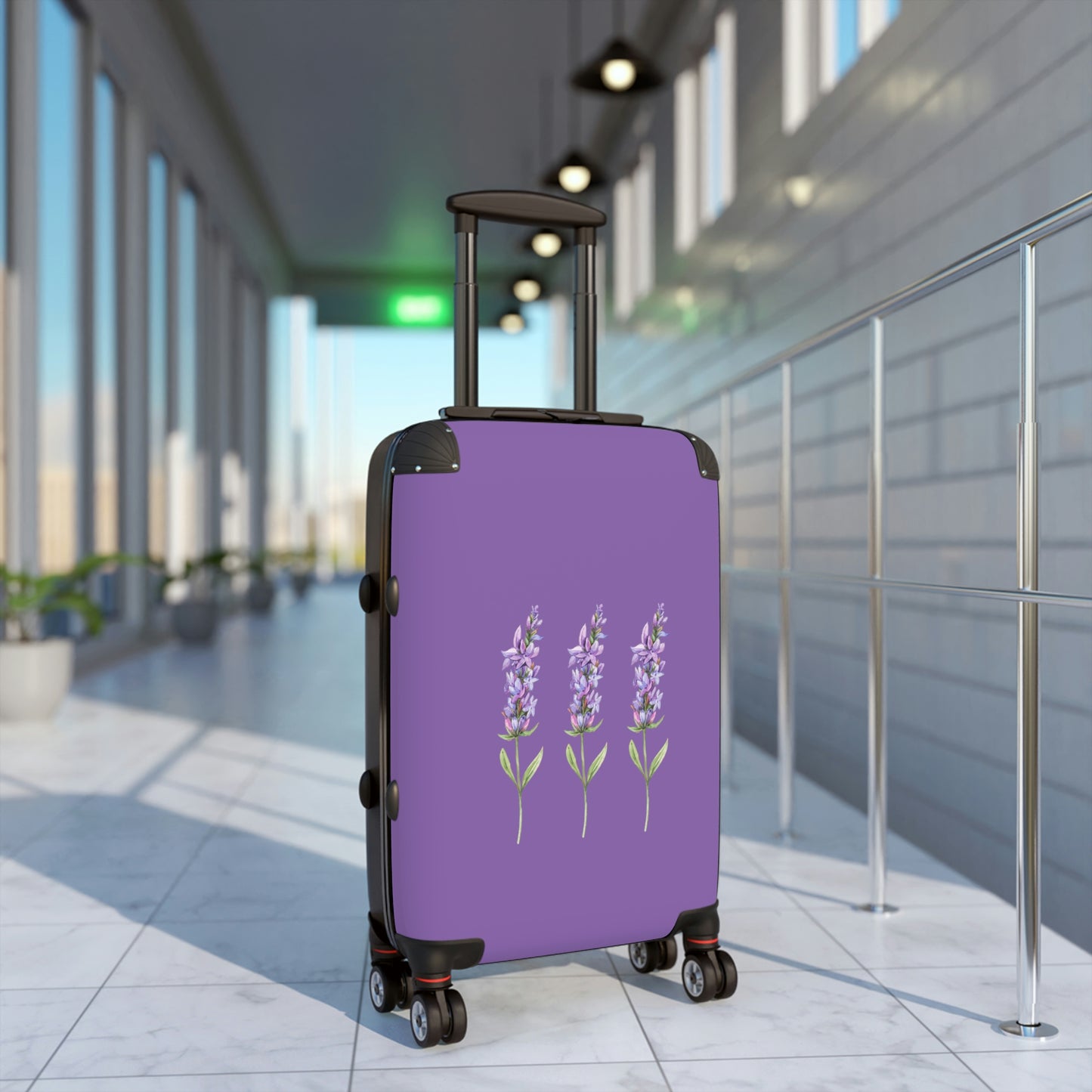 Women's Lavender Print Luggage / Purple Wheeled Hard Shell Suitcase