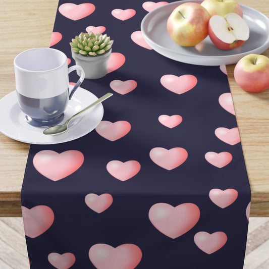 valentine's day pink heart table runner