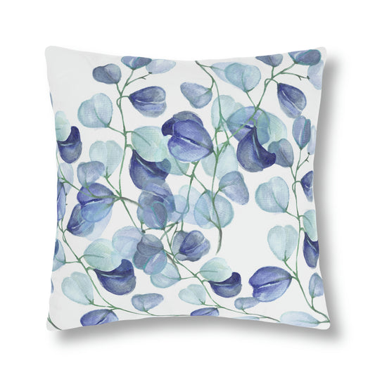 Blue Patio Pillow / Leaf Outdoor Pillow