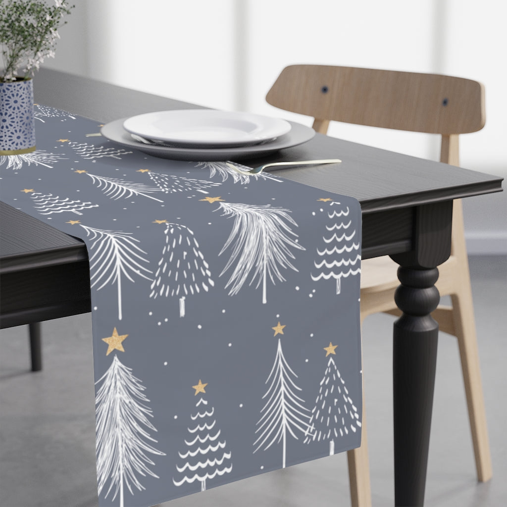 Christmas Table Runner / Christmas Tree Decor / Grey Table Runner