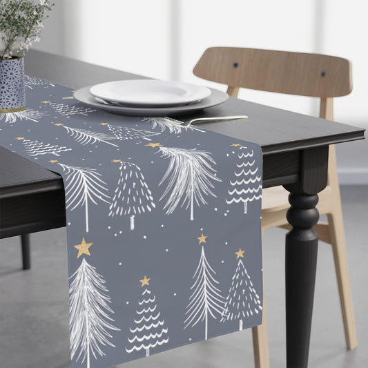 Christmas Table Runner / Christmas Tree Decor / Grey Table Runner