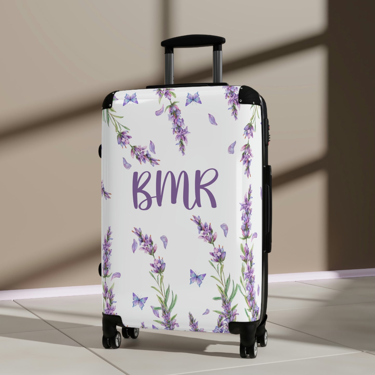 Floral Suitcase / Personalized Suitcase / Purple Luggage