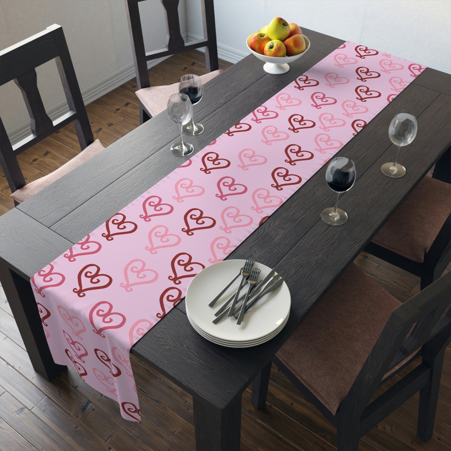 Valentine's Day Table Runner / Valentine's Day Decor / Pink Heart Decor / Valentine's Table Decor / Pink Table Runner