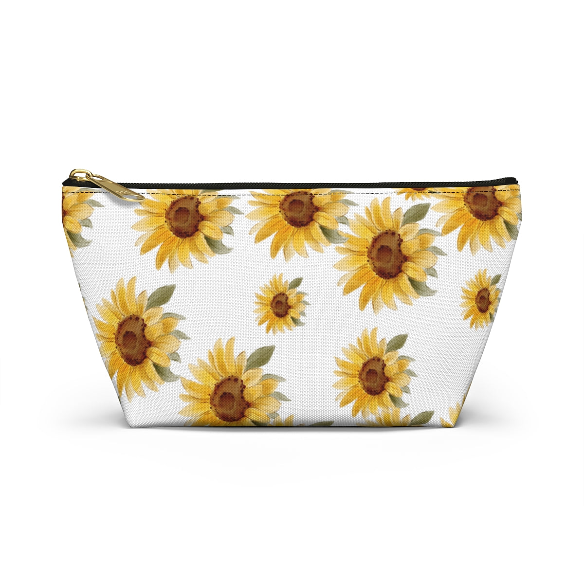 Sunflower Makeup Bag / Floral Cosmetic Bag / Watercolor Sunflower
