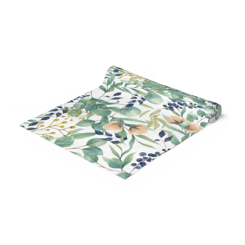 Spring Floral Table Runner / Watercolor Flower Table Runner