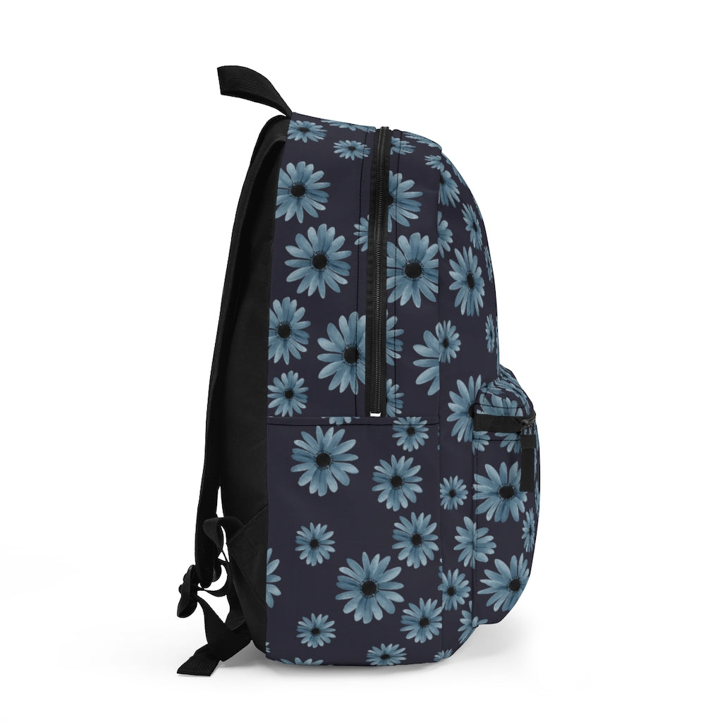 girls or womens blue flower bookbag for travel or back to school