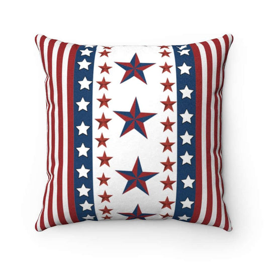 4th of july pillow with red, white and blue stars and stripes 