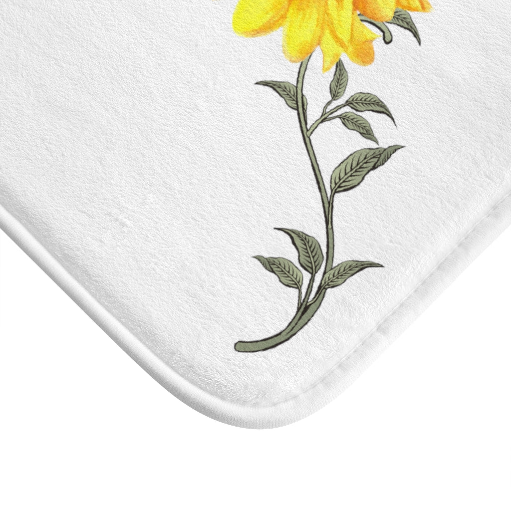 close up view of sunflower bath mat