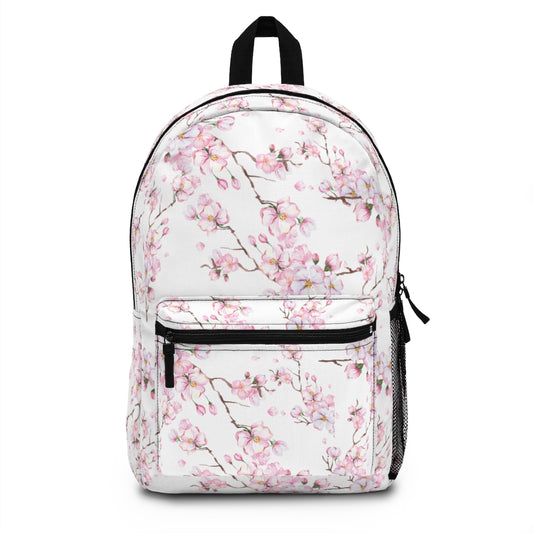 cherry blossom backpack, custom girls bookbag with cherry blossom branches in pink
