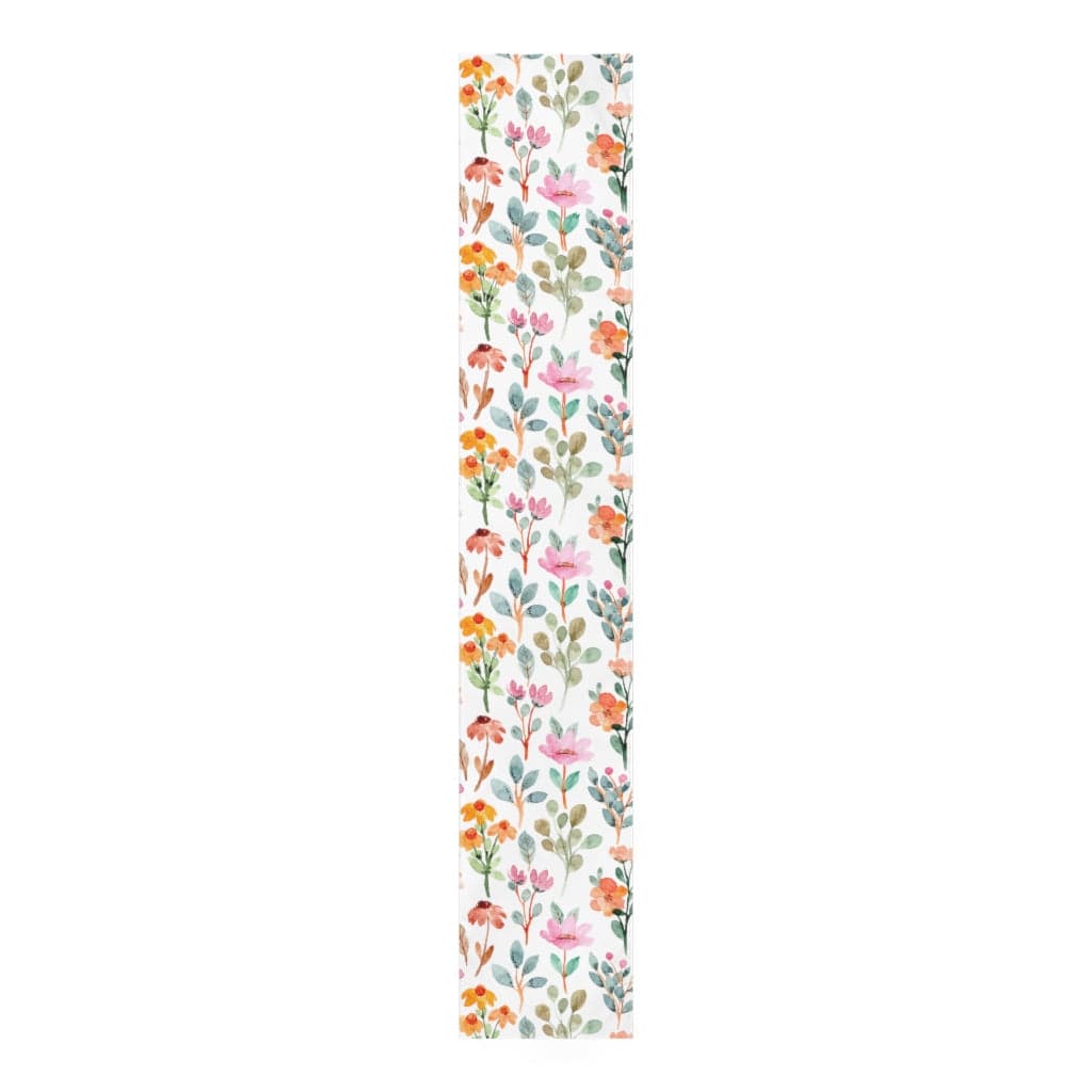 farmhouse flower table runner with spring flowers