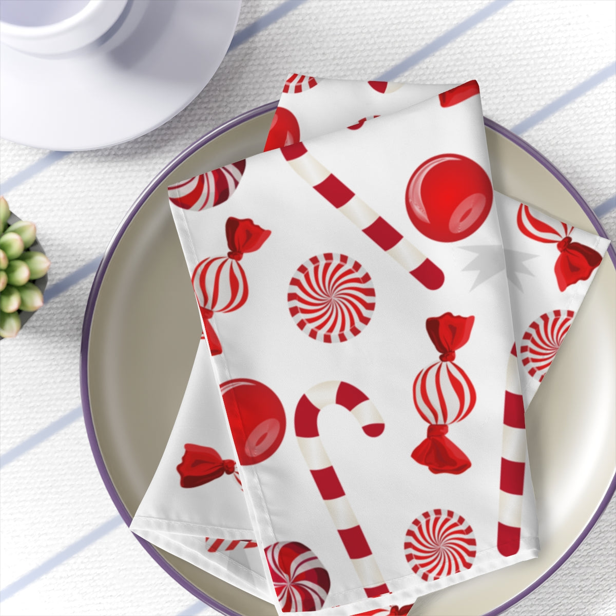 Christmas candy cane cloth napkins