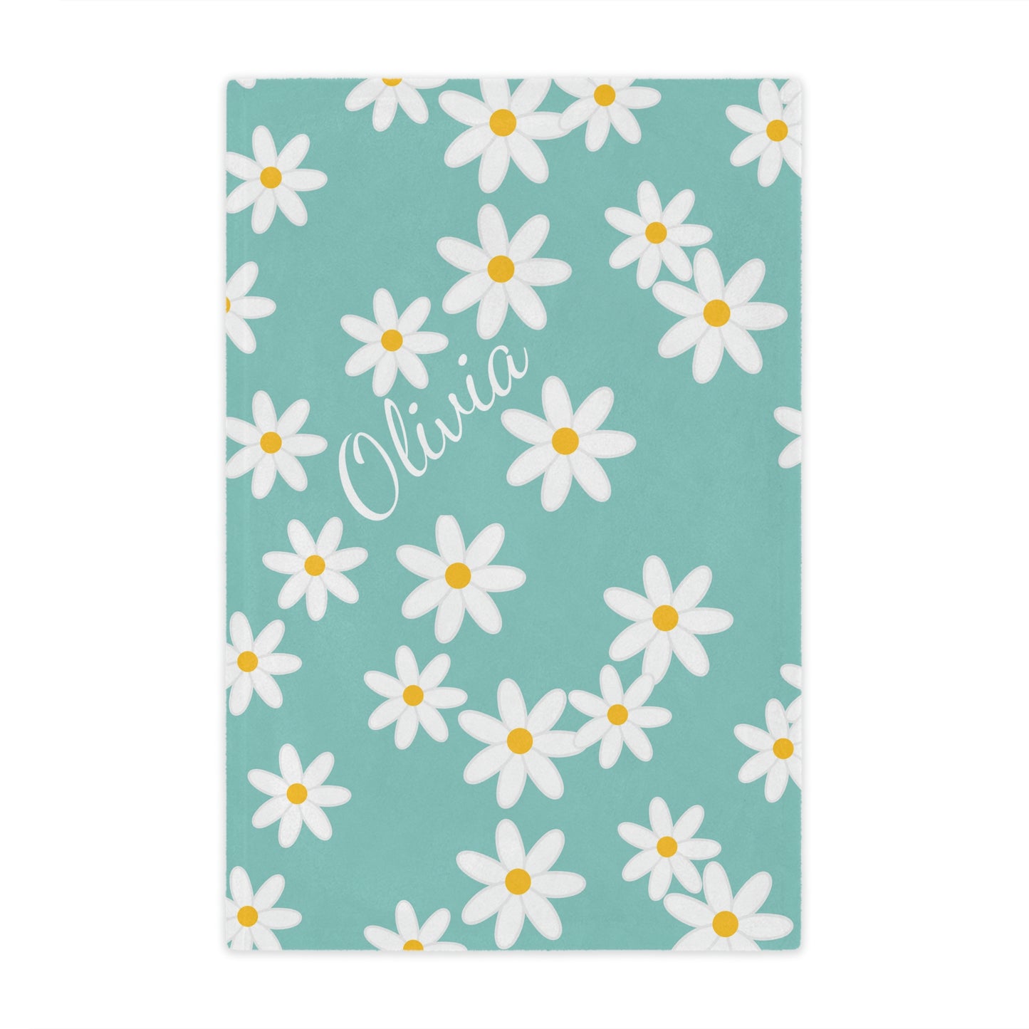 Personalized Name Teal Daisy Blanket