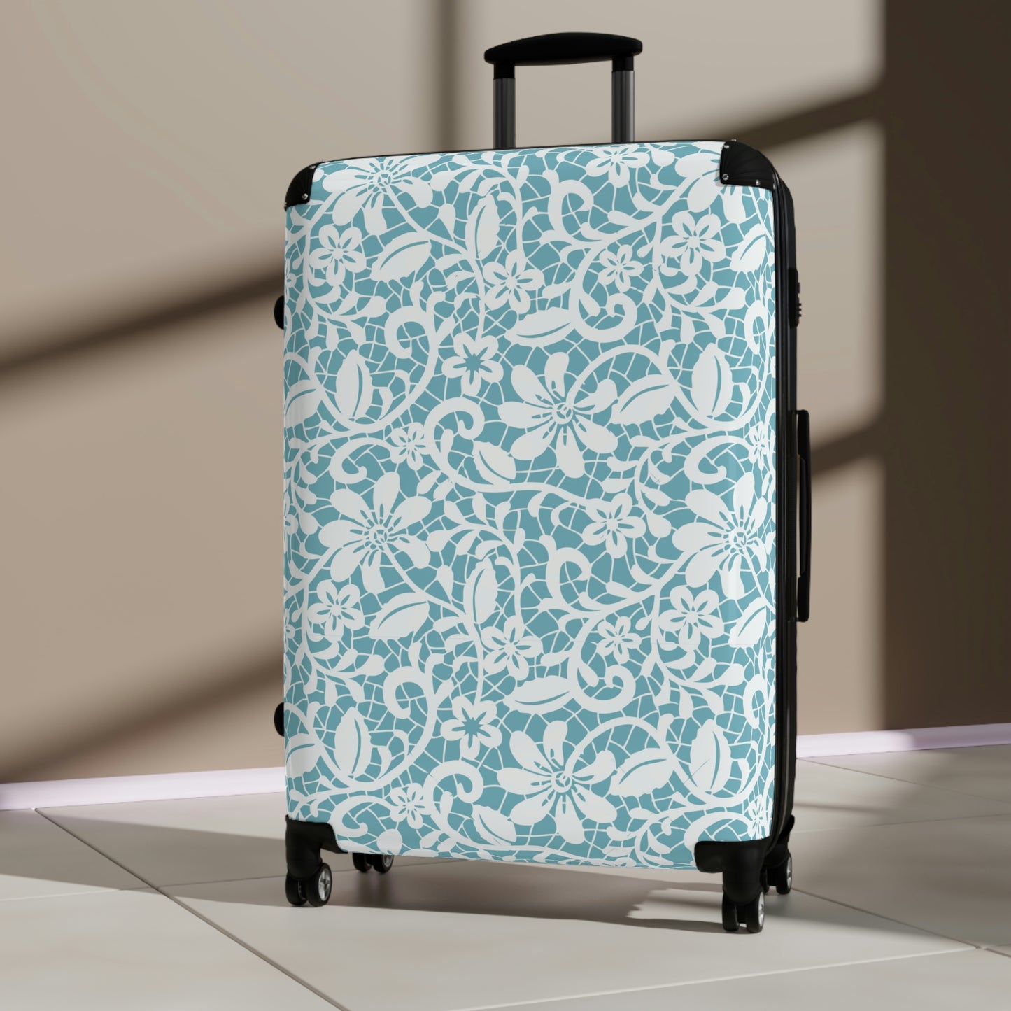 Blue Floral Wheeled Suitcase / Women's  Custom Luggage