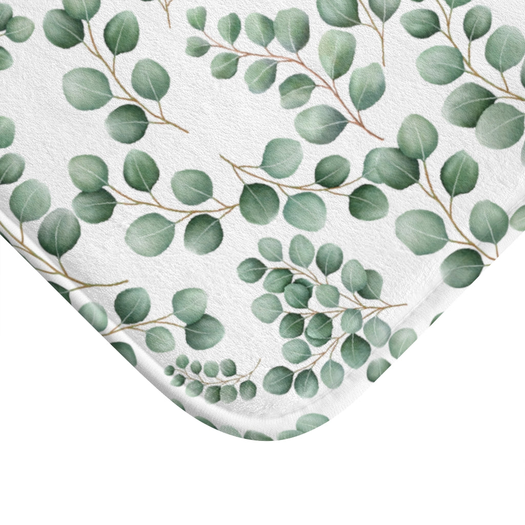 Eucalyptus Bath Mat / Green Leaf Bathroom Decor