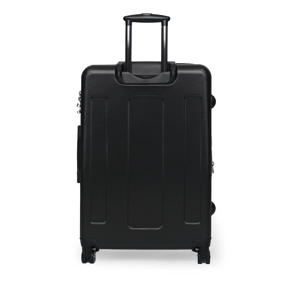 picture of the black back of the sunflower suitcase