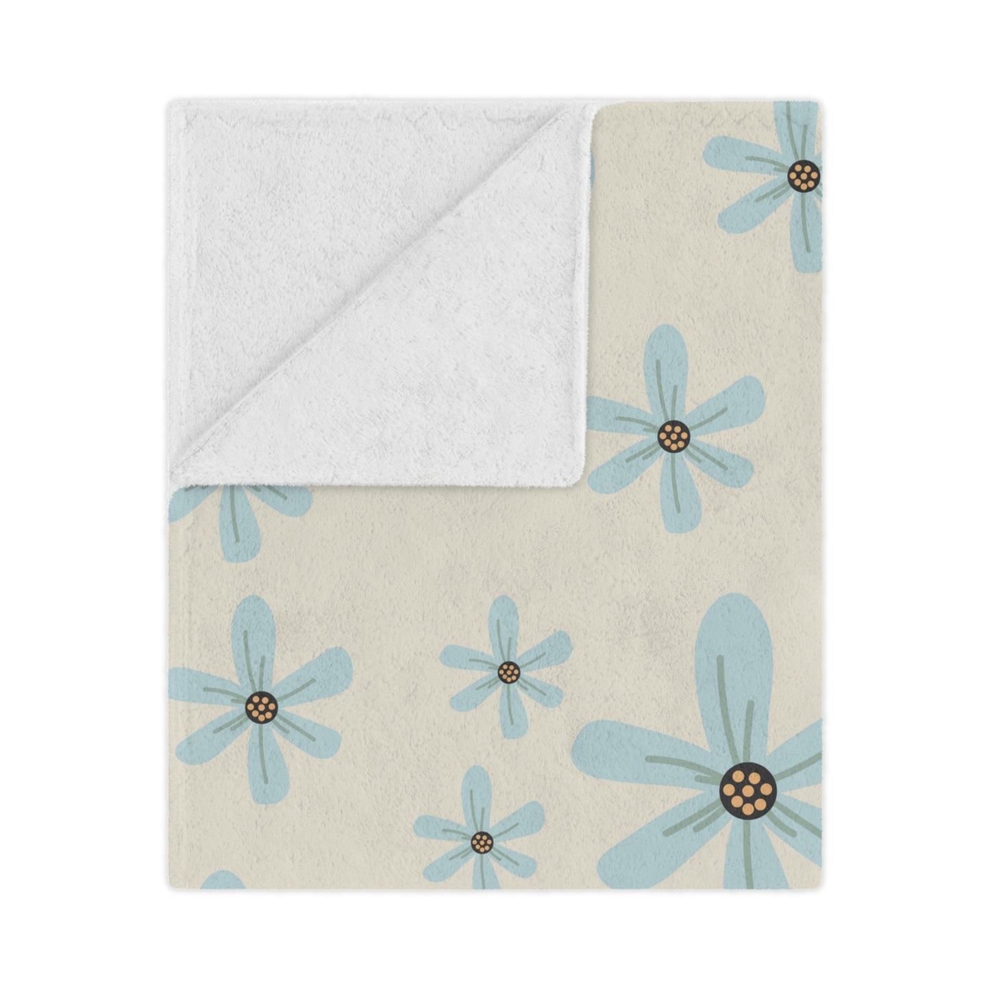 Blue Floral Minky Blanket - 60" x 80"